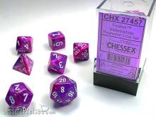 Chessex Würfel CHX27457 - Festive™ Violet w/white Signature™ Polyhedral 7-Die Sets
