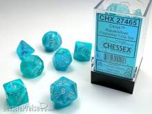 Chessex Würfel CHX27465 - Cirrus™ Aqua w/silver Signature™ Polyhedral 7-Die Sets