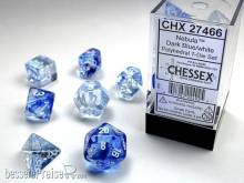 Chessex Würfel CHX27466 - Nebula™ Dark Blue w/white Signature™ Polyhedral 7-Die Sets