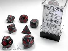 Chessex Würfel CHX27478 - Velvet™ Black w/red Signature™ Polyhedral 7-Die Sets