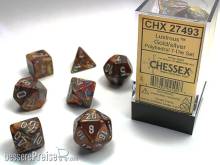 Chessex Würfel CHX27493 - Lustrous™ Gold w/silver Signature™ Polyhedral 7-Die Sets
