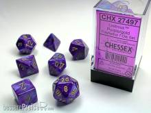 Chessex Würfel CHX27497 - Lustrous™ Purple w/gold Signature™ Polyhedral 7-Die Sets