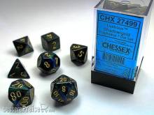 Chessex Würfel CHX27499 - Lustrous™ Shadow w/gold Signature™ Polyhedral 7-Die Sets