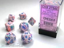 Chessex Würfel CHX27544 - Festive™ Pop Art™ w/blue Polyhedral 7-Die Sets