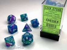 Chessex Würfel CHX27546 - Festive™ Waterlily™ w/white Polyhedral 7-Die Sets
