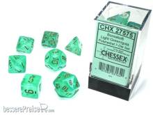Chessex Würfel CHX27575 - Borealis® Polyhedral Light Green/gold Luminary 7-Die Set
