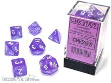 Chessex Würfel CHX27577 - Borealis® Polyhedral Purple/white Luminary 7-Die Set