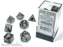 Chessex Würfel CHX27578 - Borealis® Polyhedral Light Smoke/silver Luminary 7-Die Set