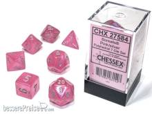 Chessex Würfel CHX27584 - Borealis® Polyhedral Pink/silver Luminary 7-Die Set