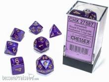 Chessex Würfel CHX27587 - Borealis® Polyhedral Royal Purple/gold Luminary 7-Die Set