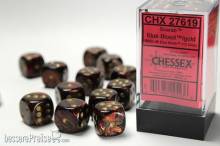Chessex Würfel CHX27619 - Scarab™ Blue Blood™ w/gold Signature™ 16mm d6 with pips Dice Blocks™ (12 Dice)