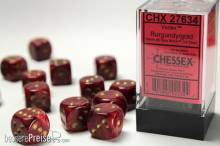 Chessex Würfel CHX27634 - Vortex Burgundy w/gold Signature™ 16mm d6 with pips Dice Blocks™ (12 Dice)