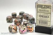 Chessex Würfel CHX27641 - Festive™ Vibrant™ w/brown Signature™ 16mm d6 with pips Dice Blocks™ (12 Dice)