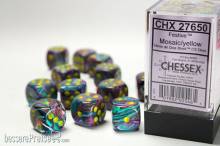 Chessex Würfel CHX27650 - Festive™ Mosaic™/yellow Signature™ 16mm d6 with pips Dice Blocks™ (12 Dice)