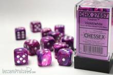 Chessex Würfel CHX27657 - Festive™ Violet w/white Signature™ 16mm d6 with pips Dice Blocks™ (12 Dice)