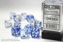 Chessex Würfel CHX27666 - Nebula™ Dark Blue w/white Signature™ 16mm d6 with pips Dice Blocks™ (12 Dice)