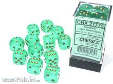 Chessex Würfel CHX27775 - Borealis® 16mm d6 Light Green/gold Luminary Dice Block™ (12 dice)