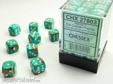 Chessex Würfel CHX27803 - Marble Oxi-Copper™ w/white 12mm d6 with pips Dice Blocks™ (36 Dice)