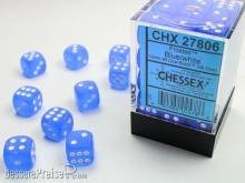 Chessex Würfel CHX27806 - Frosted™ Blue w/white Signature™ 12mm d6 with pips Dice Blocks™ (36 Dice)