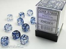 Chessex Würfel CHX27808 - Nebula™ Black w/white Signature™ 12mm d6 with pips Dice Blocks™ (36 Dice)