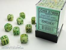 Chessex Würfel CHX27809 - Marble™ Green w/dark green Signature™ 12mm d6 with pips Dice Blocks™ (36 Dice)