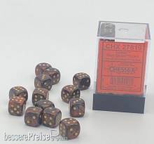 Chessex Würfel CHX27819 - Scarab™ Blue Blood™ w/gold Signature™ 12mm d6 with pips Dice Blocks™ (36 Dice)