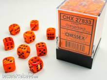 Chessex Würfel CHX27833 - Vortex Orange w/black Signature™ 12mm d6 with pips Dice Blocks™ (36 Dice)