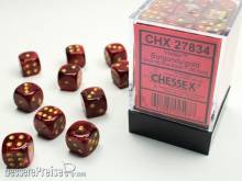 Chessex Würfel CHX27834 - Vortex Burgundy w/gold Signature™ 12mm d6 with pips Dice Blocks™ (36 Dice)