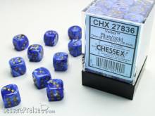 Chessex Würfel CHX27836 - Vortex Blue w/gold Signature™ 12mm d6 with pips Dice Blocks™ (36 Dice)