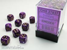Chessex Würfel CHX27837 - Vortex Purple w/gold Signature™ 12mm d6 with pips Dice Blocks™ (36 Dice)