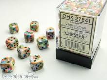 Chessex Würfel CHX27841 - Festive™ Vibrant™ w/brown Signature™ 12mm d6 with pips Dice Blocks™ (36 Dice)