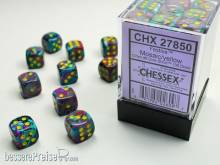 Chessex Würfel CHX27850 - Festive™ Mosaic™/yellow Signature™ 12mm d6 with pips Dice Blocks™ (36 Dice)