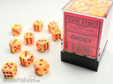 Chessex Würfel CHX27853 - Festive™ Sunburst™ w/red 12mm d6 with pips Dice Blocks™ (36 Dice)