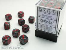 Chessex Würfel CHX27878 - Velvet™ Black w/red Signature™ 12mm d6 with pips Dice Blocks™ (36 Dice)