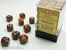 Chessex Würfel CHX27893 - Lustrous™ Gold w/silver Signature™ 12mm d6 with pips Dice Blocks™ (36 Dice)