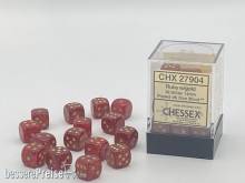 Chessex Würfel CHX27904 - Glitter Polyhedral Ruby/gold Signature™ 12mm d6 with pips Dice Blocks™ (36 Dice)