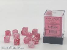 Chessex Würfel CHX27924 - Ghostly Glow™ Pink/silver Signature™ 12mm d6 with pips Dice Blocks™ (36 Dice)