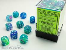 Chessex Würfel CHX27946 - Festive™ Waterlily™ w/white 12mm d6 with pips Dice Blocks™ (36 Dice)