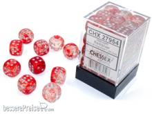 Chessex CHX27954 - Nebula TM 12mm d6 Red/silver Luminary Dice Block? (36 dice)