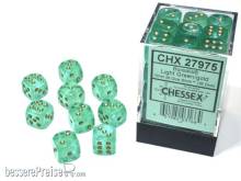 Chessex Würfel CHX27975 - Borealis® 12mm d6 Light Green/gold Luminary Dice Block™ (36 dice)