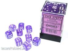 Chessex Würfel CHX27977 - Borealis® 12mm d6 Purple/white Luminary Dice Block™ (36 dice)