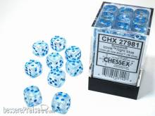 Chessex Würfel CHX27981 - Borealis® 12mm d6 Icicle™/light blue Luminary Dice Block™ (36 dice)