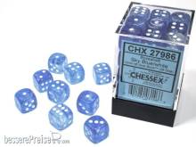 Chessex Würfel CHX27986 - Borealis® 12mm d6 Sky Blue/white Luminary Dice Block™ (36 dice)