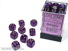 Chessex Würfel CHX27987 - Borealis® 12mm d6 Royal Purple/gold Luminary Dice Block™ (36 dice)
