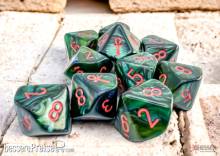 Chessex CHX29025 - Scarab® Jade/red Ankh D10 Dice Block (10) Green/red numbers