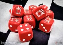 Chessex CHX29062 - WW2 dice Japan Opaque Red/white 16mm d6 Dice Block