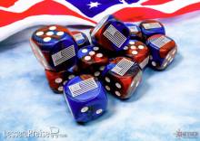 Chessex CHX29065 - WW2 dice United States Gemini Blue-Red/white 16mm d6 Dice Block