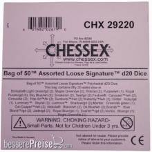 Chessex Würfel CHX29220 - Bag of 50 Assortment Loose Signature Polyhedral d20 Dice