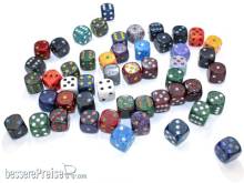 Chessex Würfel CHX29322 - Bag of 50 Assortment Loose Speckled 12mm d6 w/pips Dice