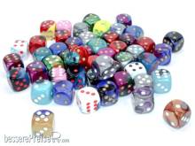 Chessex CHX29526 - Bag of 50 Assorted Loose Gemini® 16mm w/pips d6 Dice.
